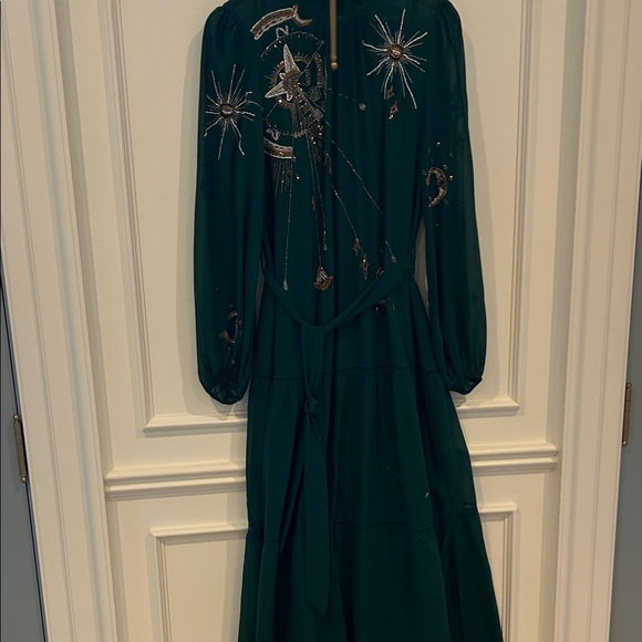 Embellished Teal Long Sleeve Maxi Dress - Picture 5 of 5